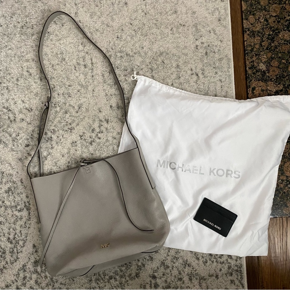 Michael Kors Gray Leather Shoulder Bag